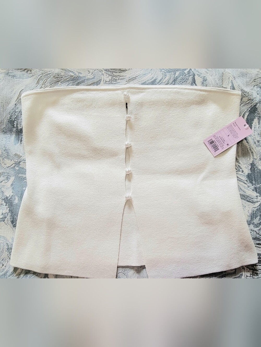 Strapless  Tube Top with Center Button Detail